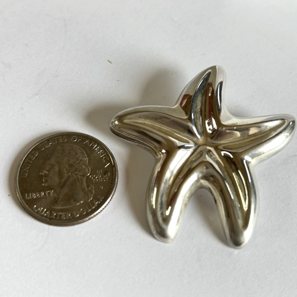 Vintage Huge Sterling Silver 925 Ribbed Starfish Pin Brooch Sea Life Ocean